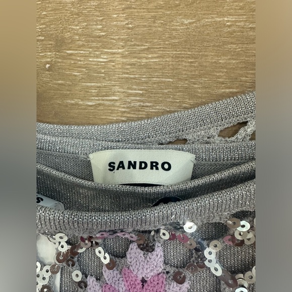 Sandro Silver Sequin Crotchet Dress - Picture 7 of 10